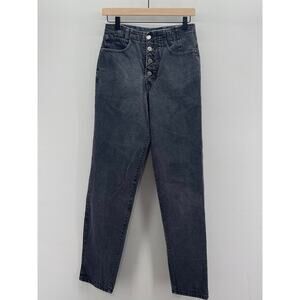 Vintage Z Cavaricci Black Denim High Rise Open Zig Zag Button Fly Straight Jeans